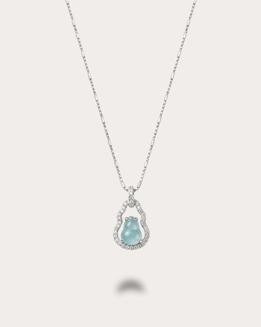 灵韵冰蓝葫芦翡翠项链｜Aura Blue Jade Gourd Necklace