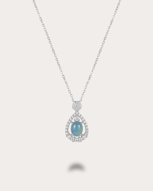 晴空蓝蓝水滴翡翠｜Icy Sky Blue Dewdrop Jade Necklace