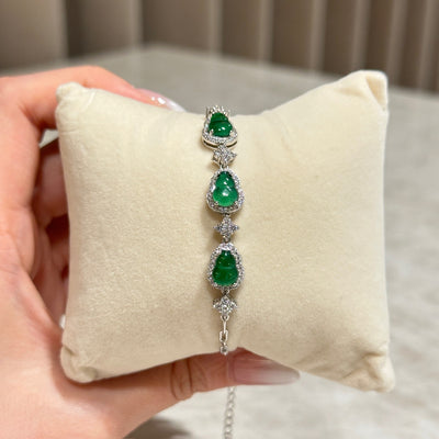[三福]阳绿葫芦翡翠手链 (Triple Blessing Green Gourd Bracelet)