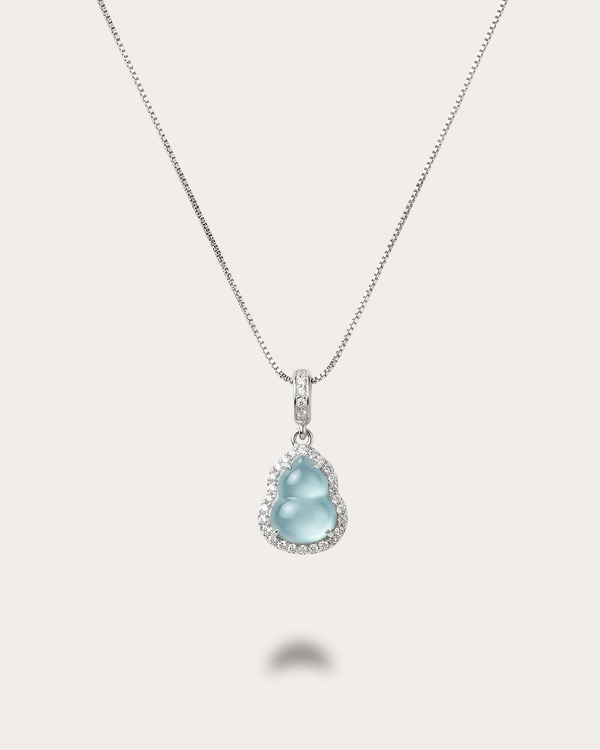 冰晴蓝葫芦翡翠｜Icy Breeze Gourd Jade Necklace