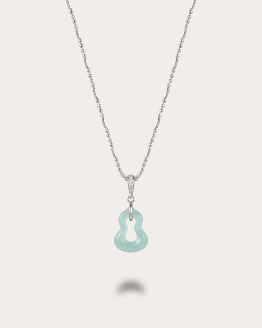 澄月福葫｜Azure Lune Gourd Jade Necklace