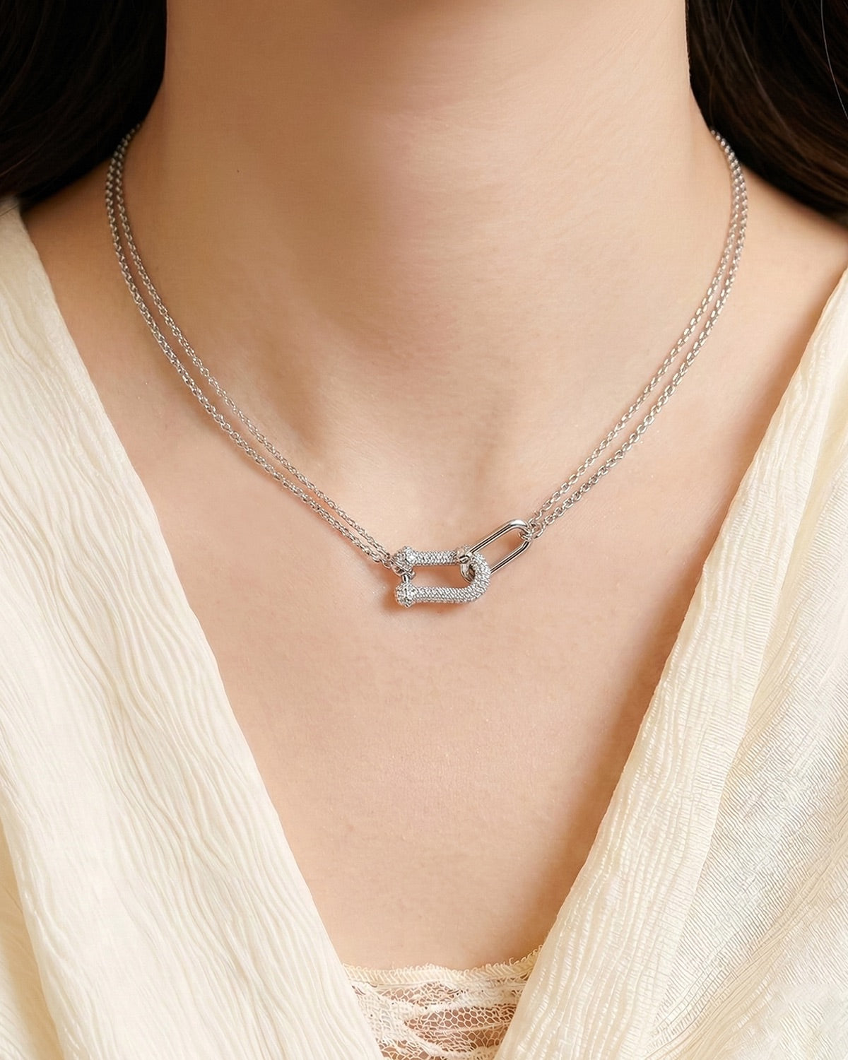 Serenity Clasp Necklace-Silver
