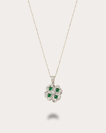 翡语幸运｜Verdant Fleur Clover Jade Necklace