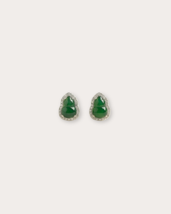 冰阳绿葫芦翡翠耳钉｜Sunny Jade Gourd Earrings