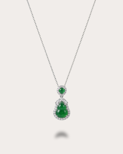 冰阳绿透葫芦翡翠｜Icy Green Jade Gourd Necklace