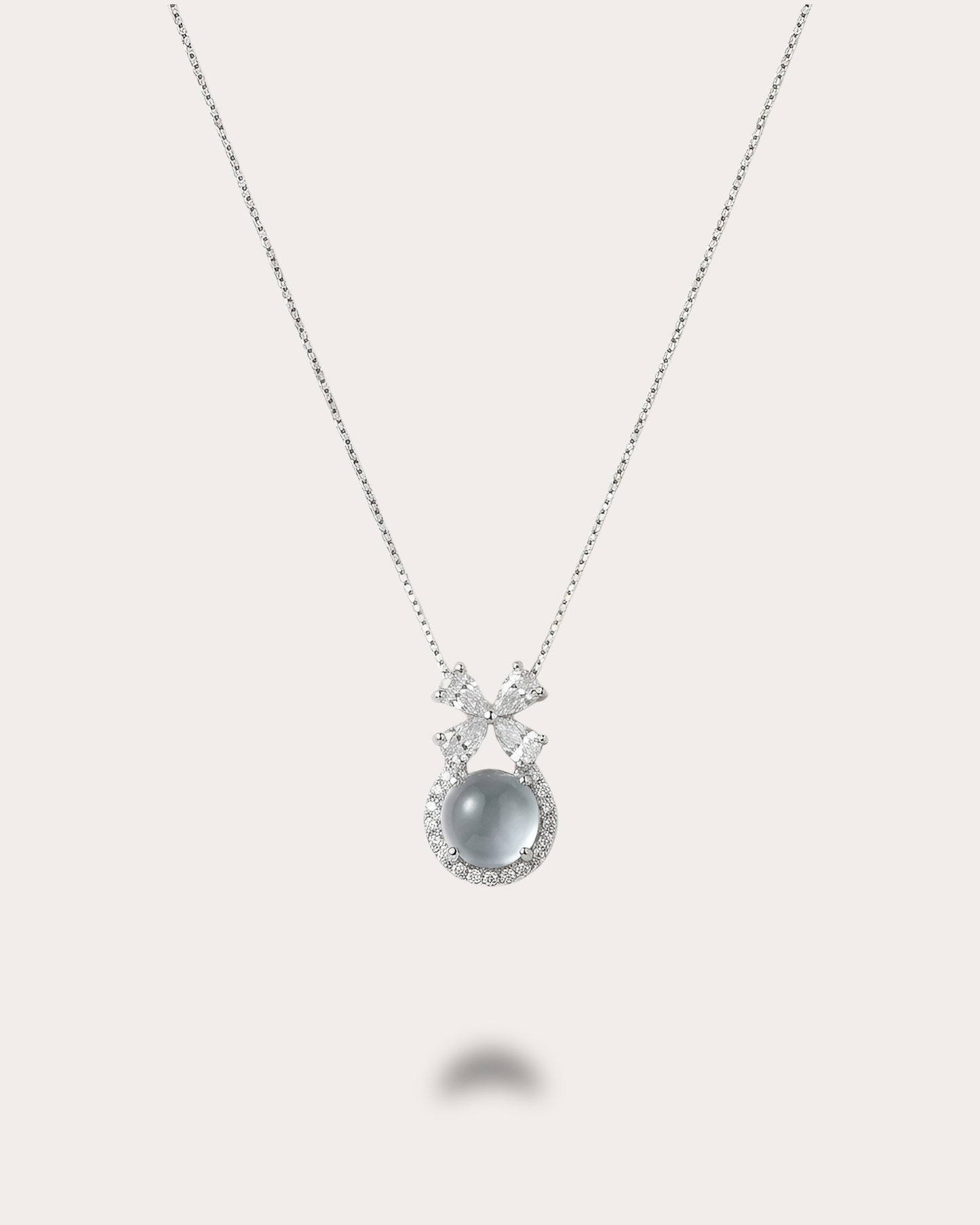 蝴蝶扣蛋面｜ Aqua Butterfly Serenity Necklace