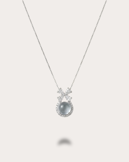 蝴蝶扣蛋面｜ Aqua Butterfly Serenity Necklace