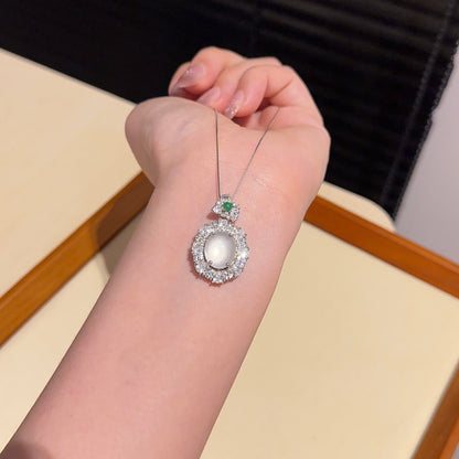 刚白大蛋面项链 (Aqua White Harmony Cabochon Necklace)