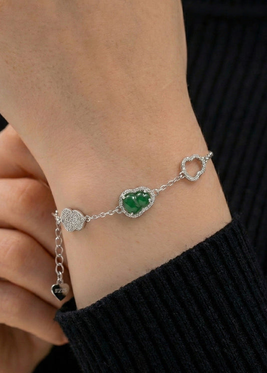 冰绿葫芦翡翠｜Bright Green Gourd Jade Bracelet