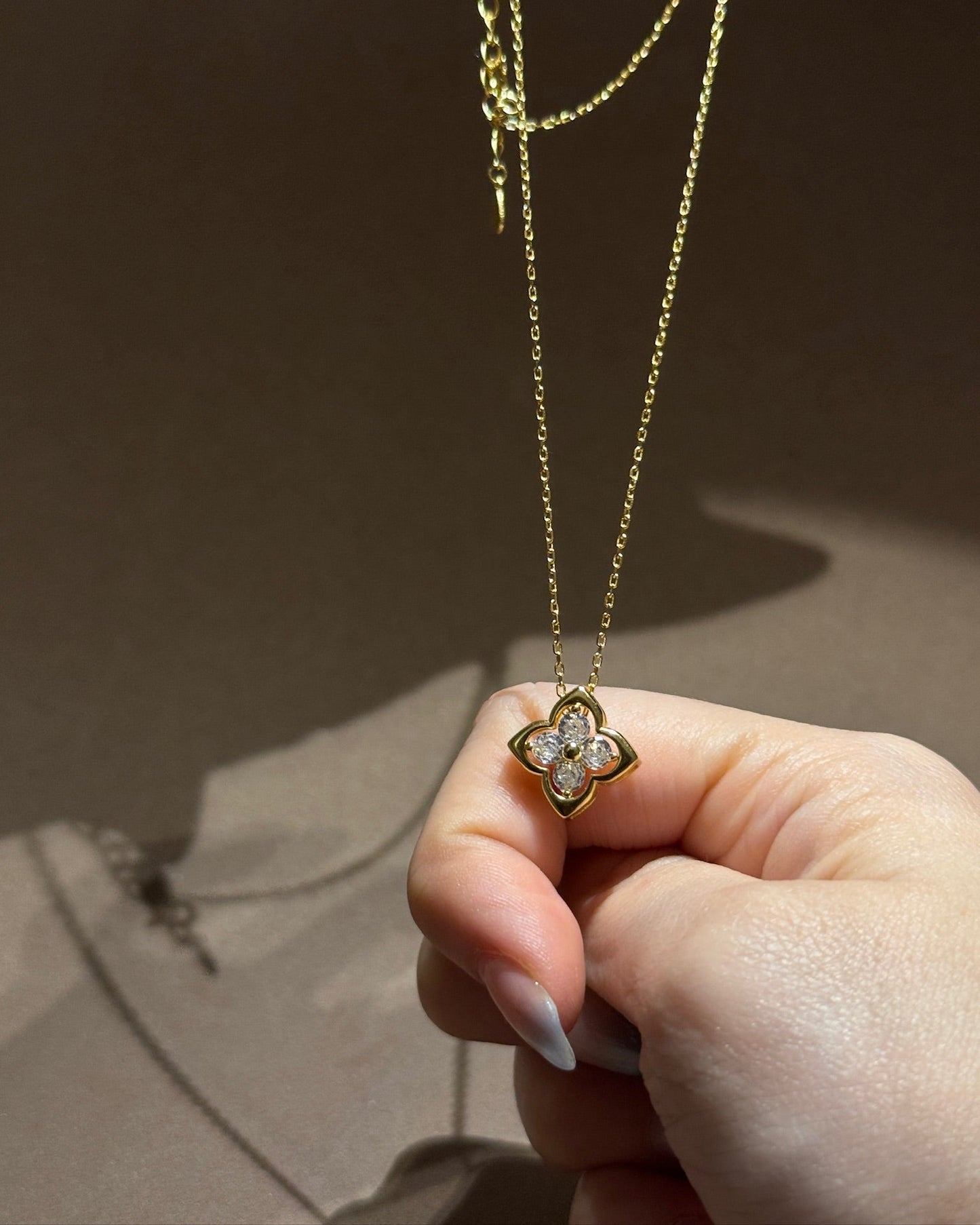 晶透小花项链 (Crystal Bloom Necklace)-Gold