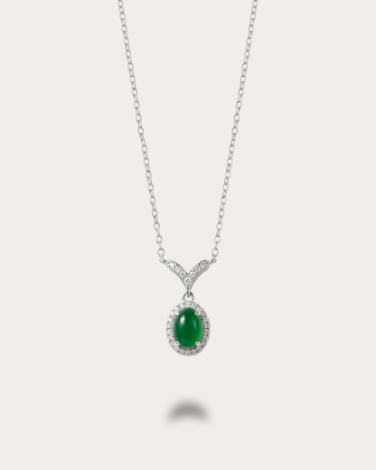阳绿蛋面翡翠项链 | Vivid Green Jade Cabochon Necklace