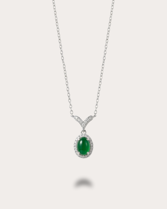 阳绿蛋面翡翠项链 | Vivid Green Jade Cabochon Necklace