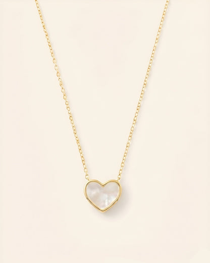 Ivory Heart Nacre Necklace - Gold
