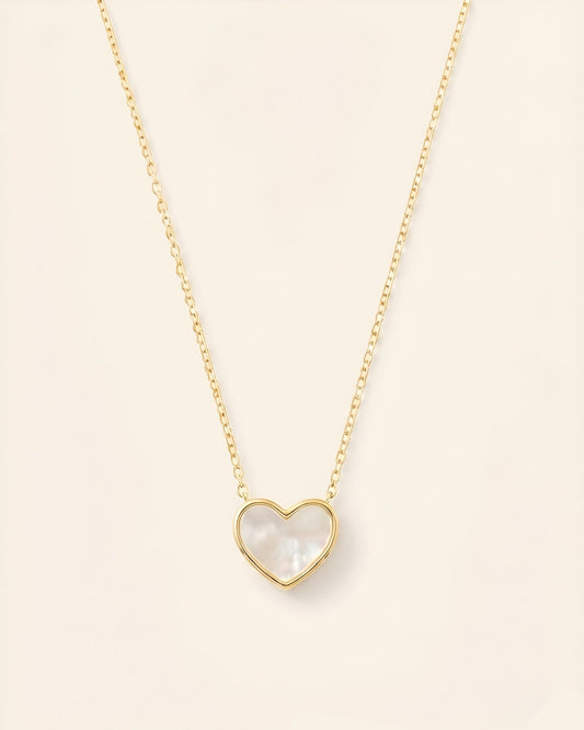 Ivory Heart Nacre Necklace - Gold