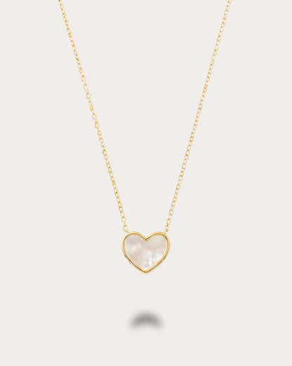 Ivory Heart Nacre Necklace - Gold