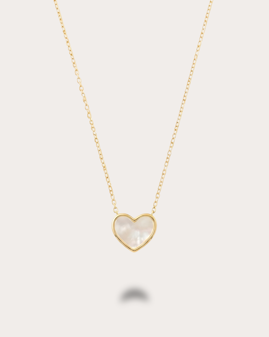 Ivory Heart Nacre Necklace - Gold