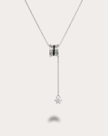 Celeste Drop Pendant Necklace- Silver