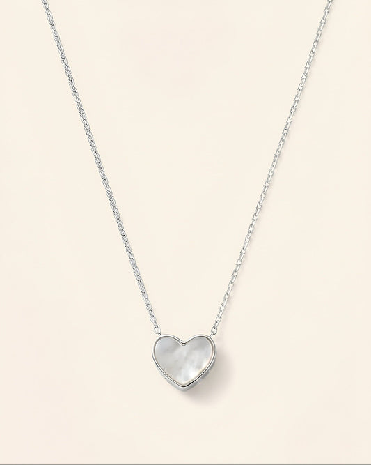 Ivory Heart Nacre Necklace - Silver