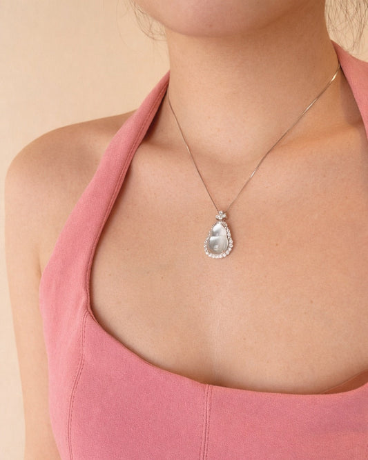 炸光冰大葫芦｜Aqua White Gourd Necklace