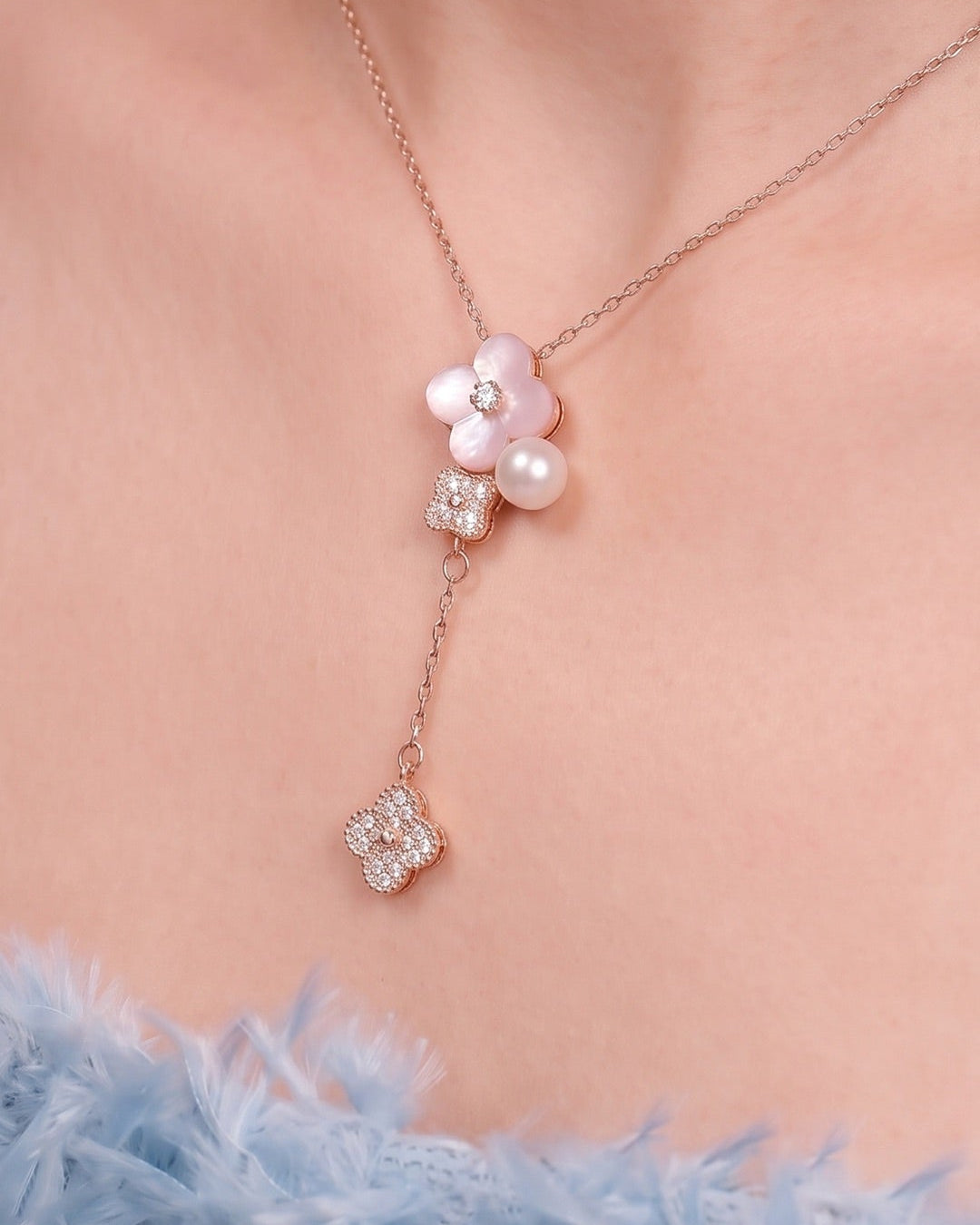 Blossom Drop Necklace - Blush Pink Mother of Pearl