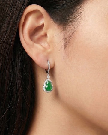 阳绿葫芦翡翠耳钉｜Emerald Fortune Gourd Earrings
