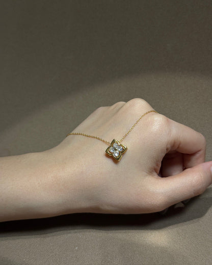 晶透小花项链 (Crystal Bloom Necklace)-Gold