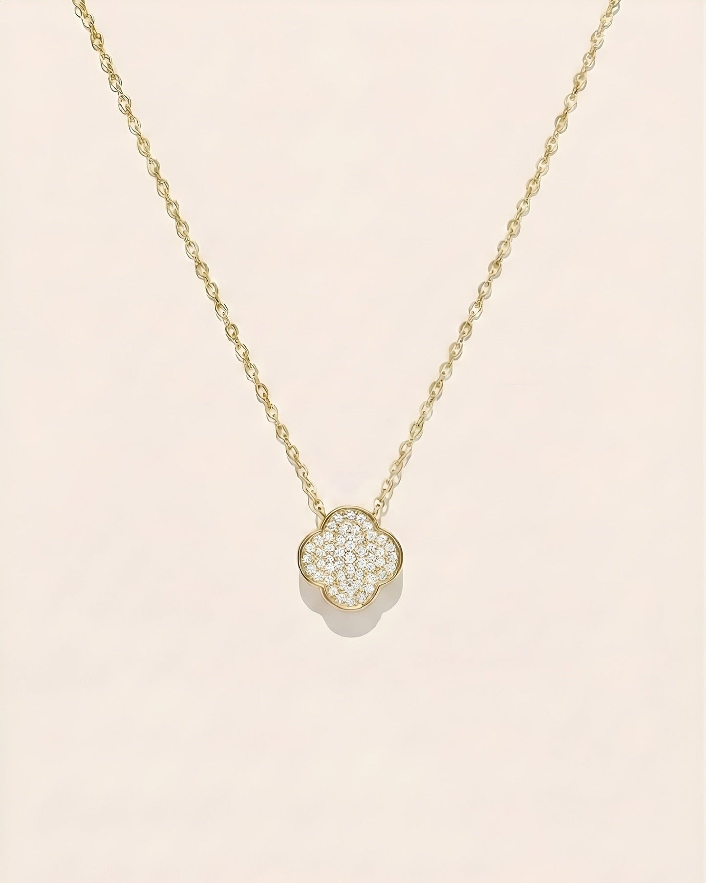 双面翡翠绿叶草项链 | Double-Sided Green Clover Necklace