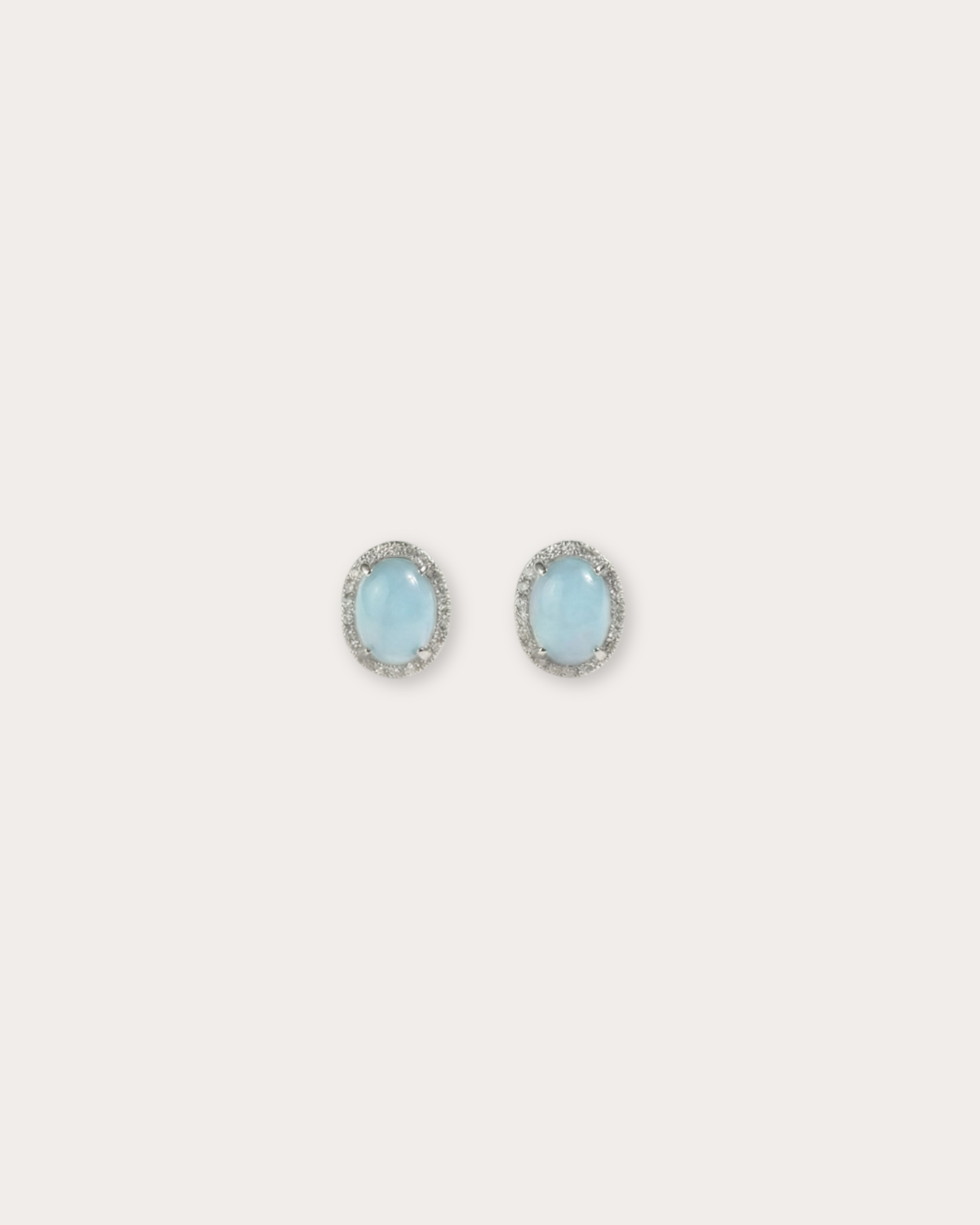 冰蓝蛋面翡翠耳钉｜Ice Blue Jade Cabochon Earring