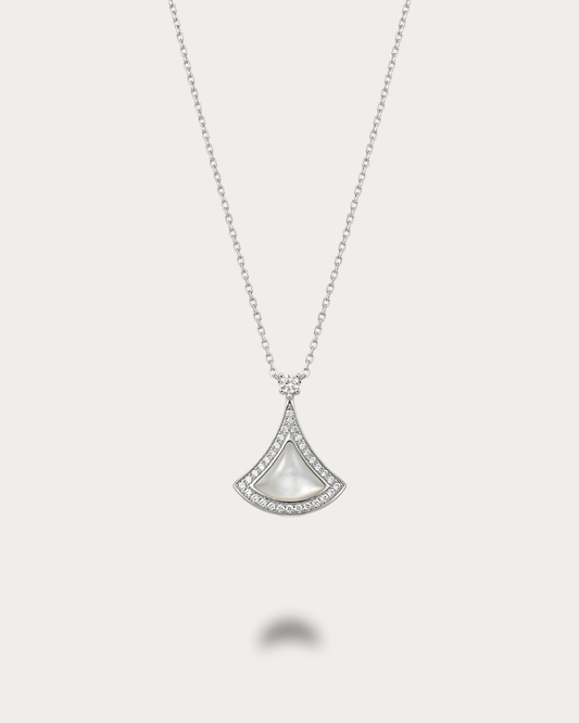 Serena Fan Necklace- Silver