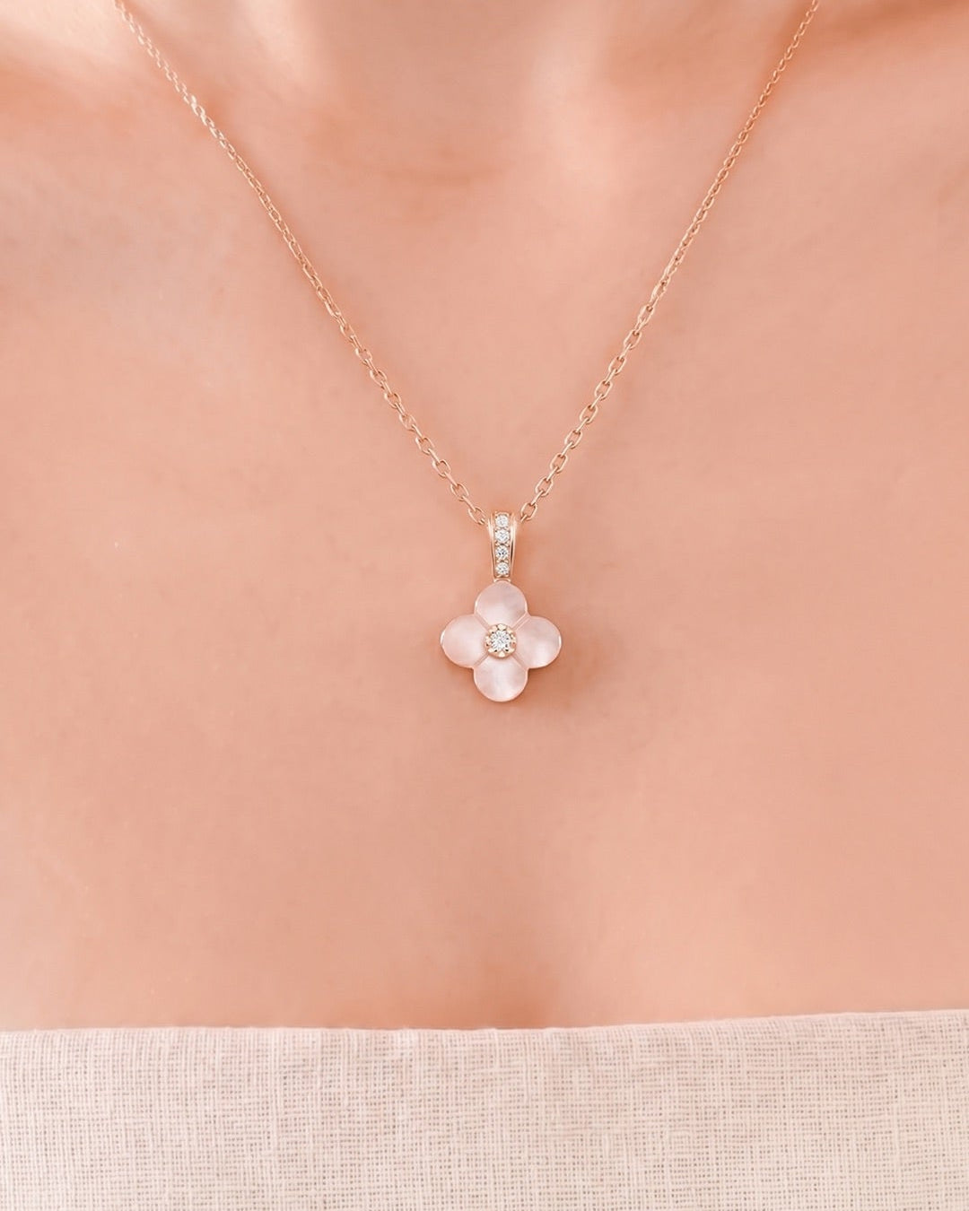 Blossom Necklace - Blush Pink Mother of Pearl