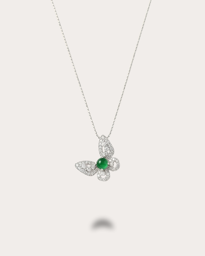 阳绿翡翠蝴蝶项链| Sunny Green Jade Butterfly Necklace