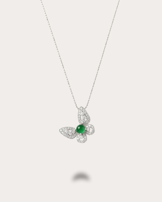 阳绿翡翠蝴蝶项链| Sunny Green Jade Butterfly Necklace