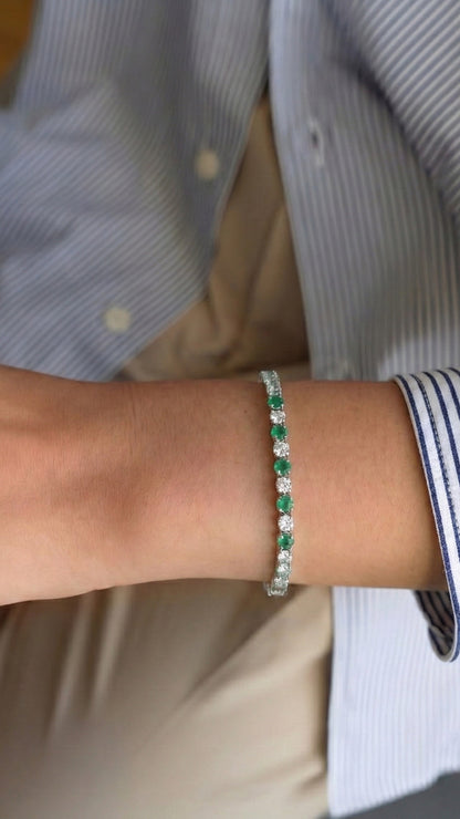 绿翡翠网球手链｜Emerald Path Jadeite Tennis Bracelet