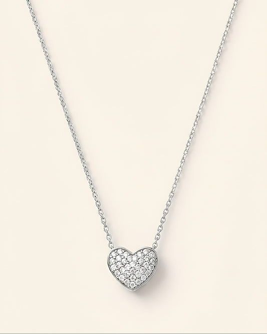 Ivory Heart Nacre Necklace - Silver
