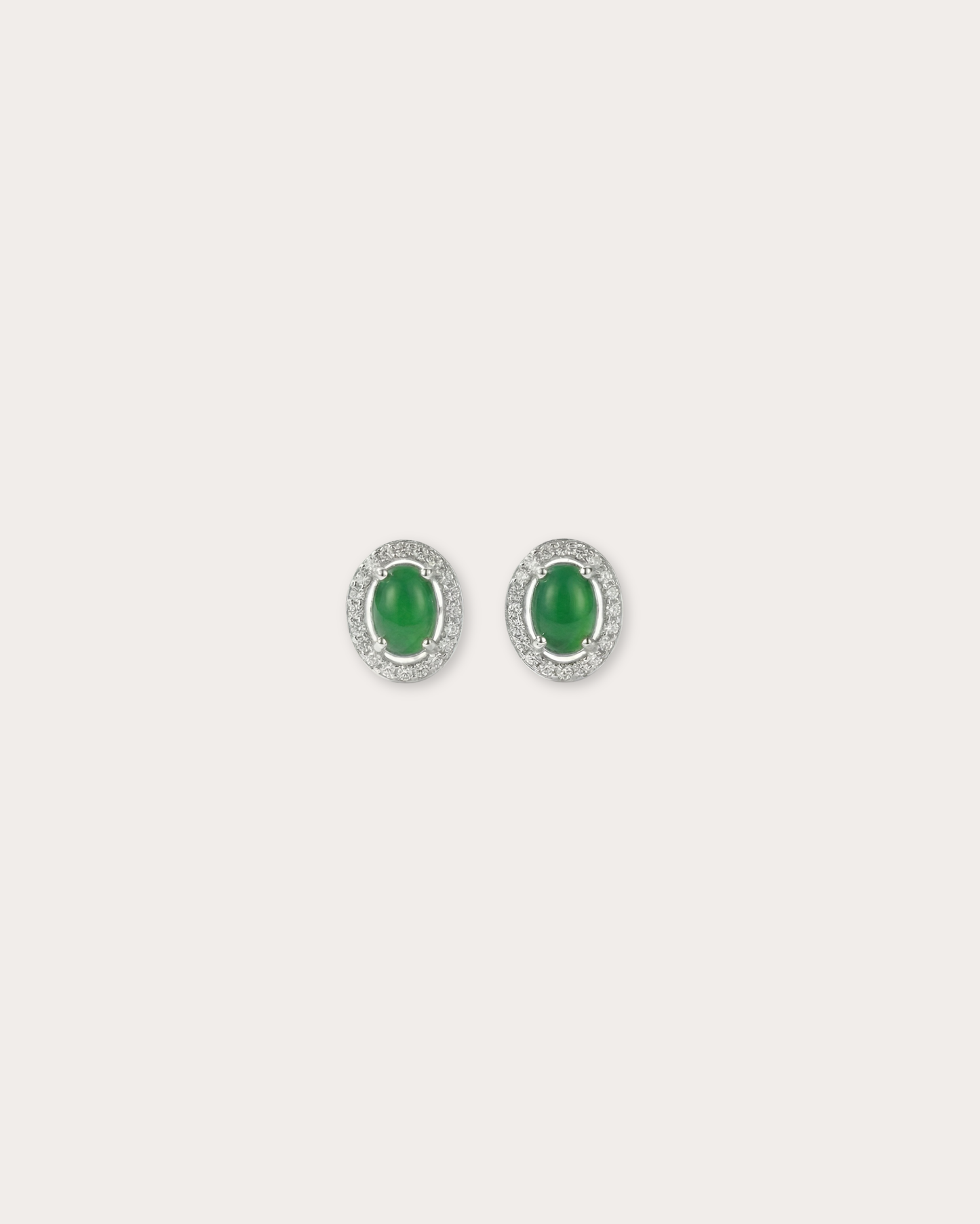 阳辣绿蛋面翡翠｜Green Jade Cabochon Earring