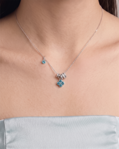 Paraiba Gemstone Clover Necklace