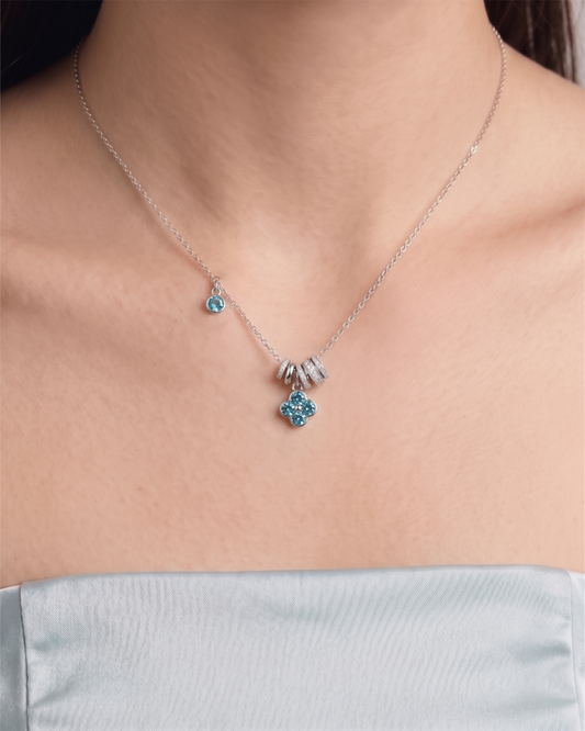 Paraiba Gemstone Clover Necklace