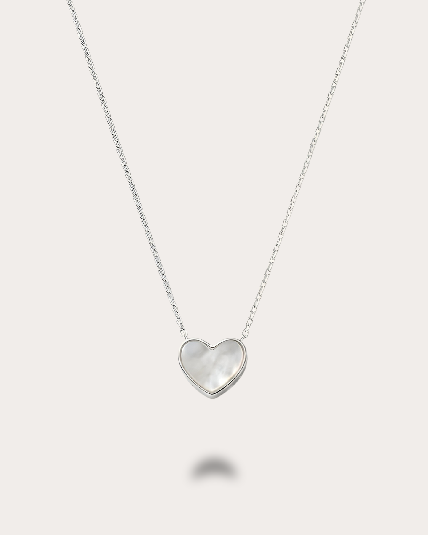 Ivory Heart Nacre Necklace - Silver