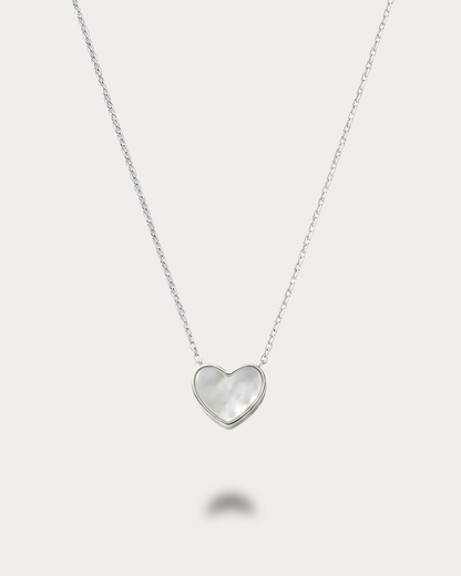 Ivory Heart Nacre Necklace - Silver
