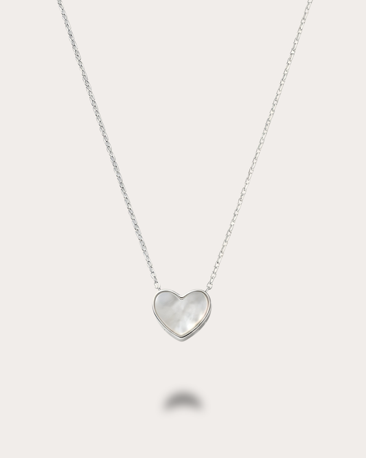 Ivory Heart Nacre Necklace - Silver