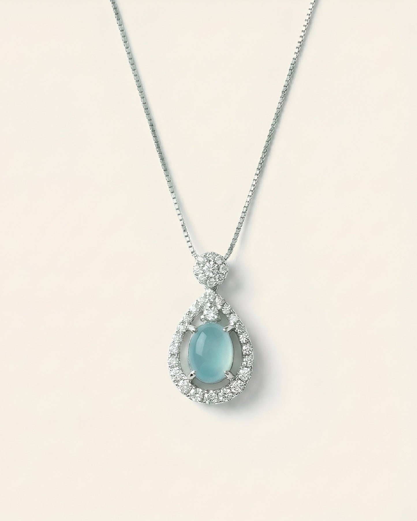 湖蓝水滴翡翠｜Lake Blue Dewdrop Jade Necklace