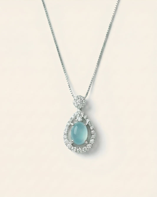 湖蓝水滴翡翠｜Lake Blue Dewdrop Jade Necklace
