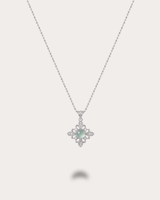 冰透蓝水花韵翡翠项链｜Icy Blue Water Bloom Jade Necklace
