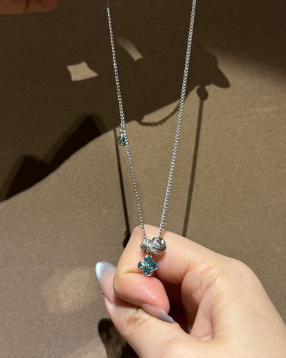 幸运蓝四叶草项链 (Paraiba Gemstone Necklace)