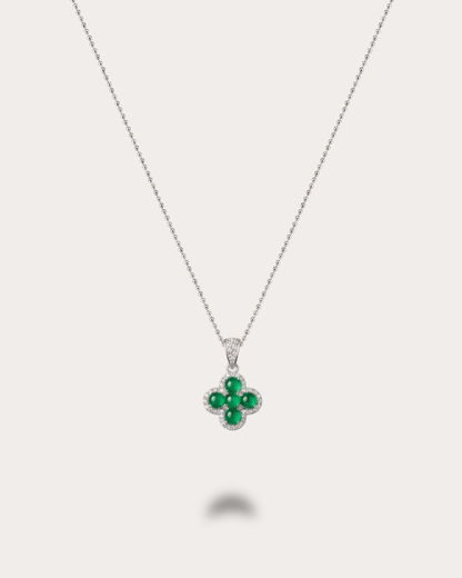 冰润浓绿花漾翡翠项链｜Icy Rich Green Floral Jade Necklace