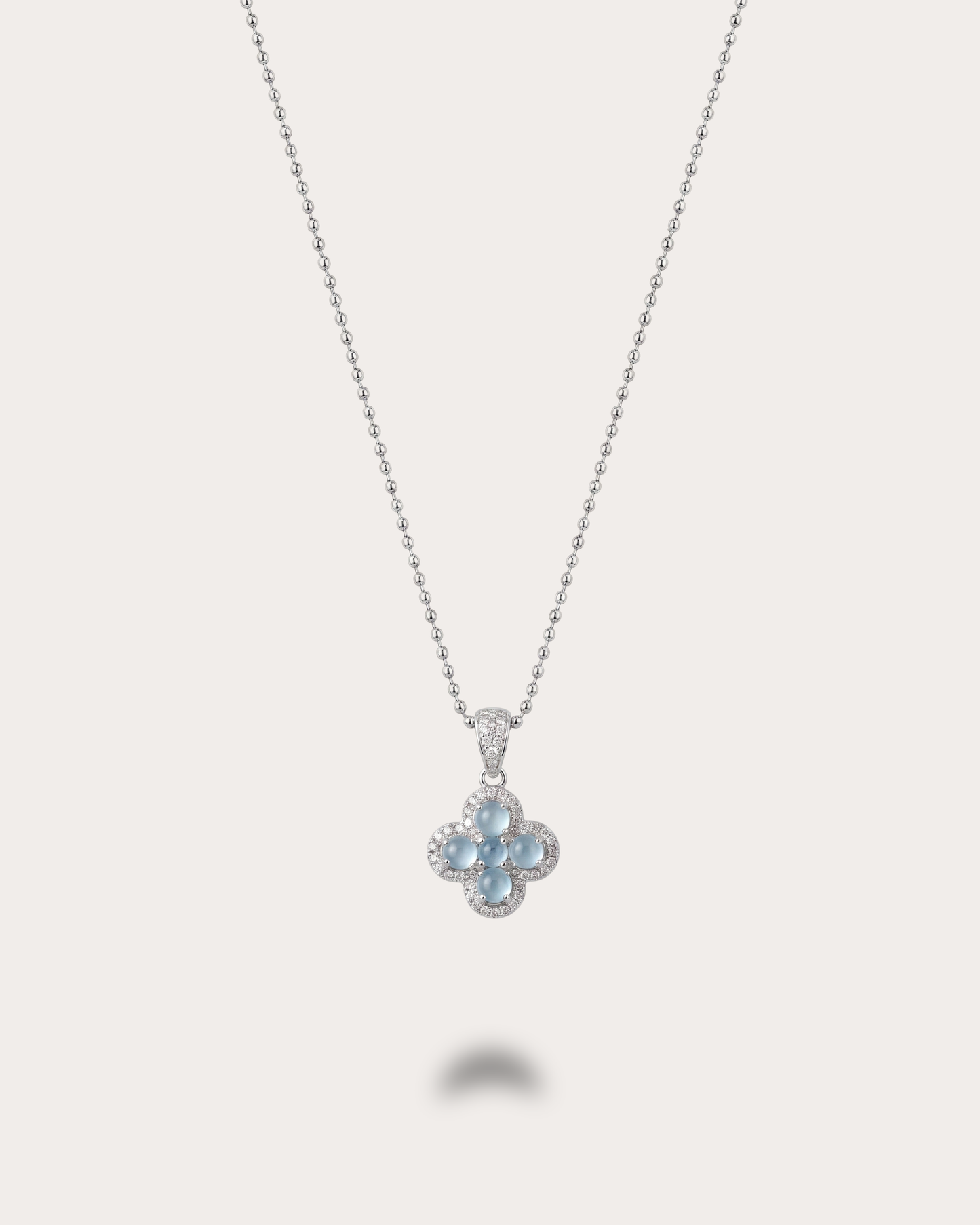 冰透蓝水花漾翡翠项链｜Icy Blue Water Floral Jade Necklace