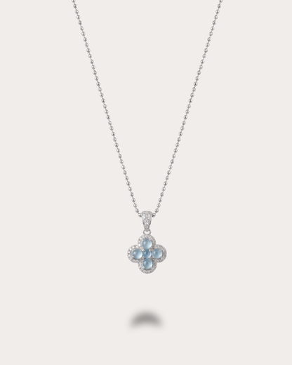 冰透蓝水花漾翡翠项链｜Icy Blue Water Floral Jade Necklace