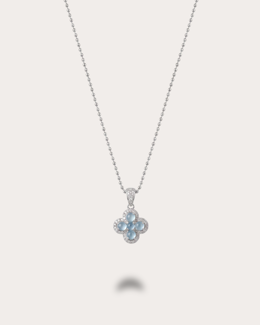 冰透蓝水花漾翡翠项链｜Icy Blue Water Floral Jade Necklace