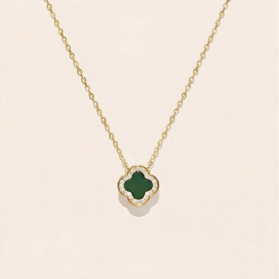 双面翡翠绿叶草项链 | Double-Sided Green Clover Necklace