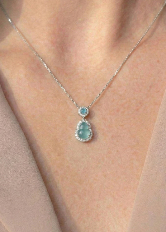 冰蓝透葫芦翡翠 ｜Icy Blue Clarity Jade Gourd Necklace